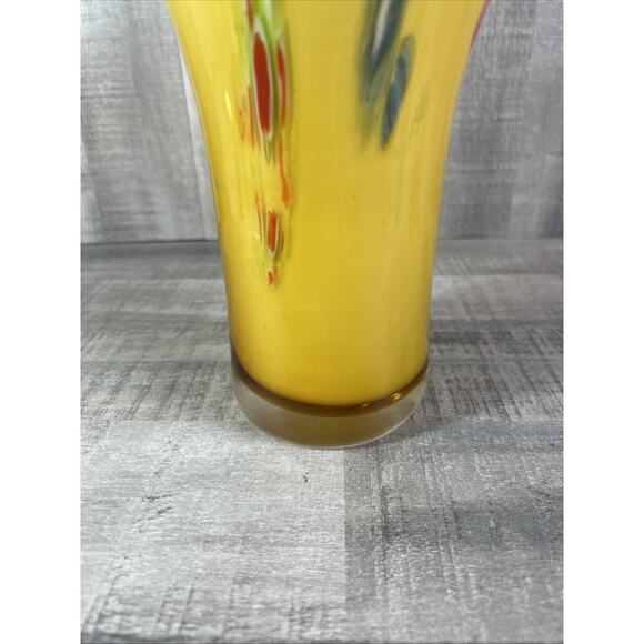 VTG Murano Glass Sunburst Vase Italy Yellow And Orange Heavy Art Deco - Picture 8 of 11